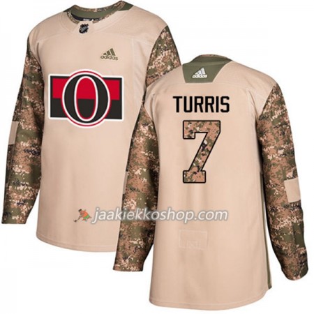 Miehille NHL Ottawa Senators Pelipaita Kyle Turris 7 Adidas 2017-2018 Camo Veterans Day Practice Authentic